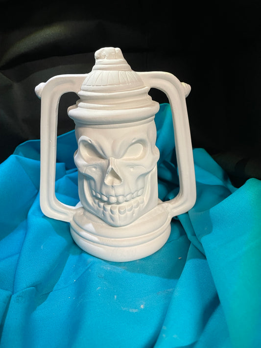 Lantern Skull Ceramic Bisque