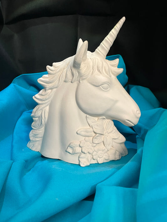 Unicorn Flower Head Ceramic Bisque