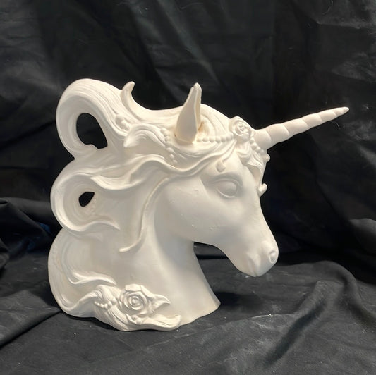 Large Unicorn Head Ceramic Bisque