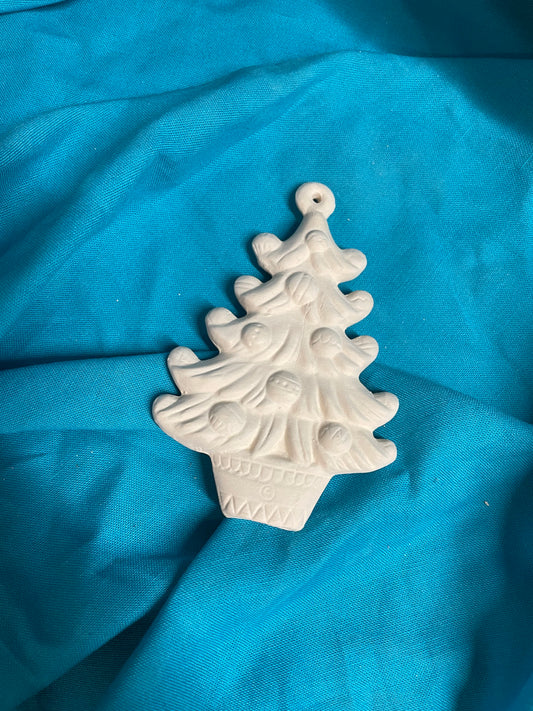 Christmas Tree with Decorations Ornament Ceramic Bisque