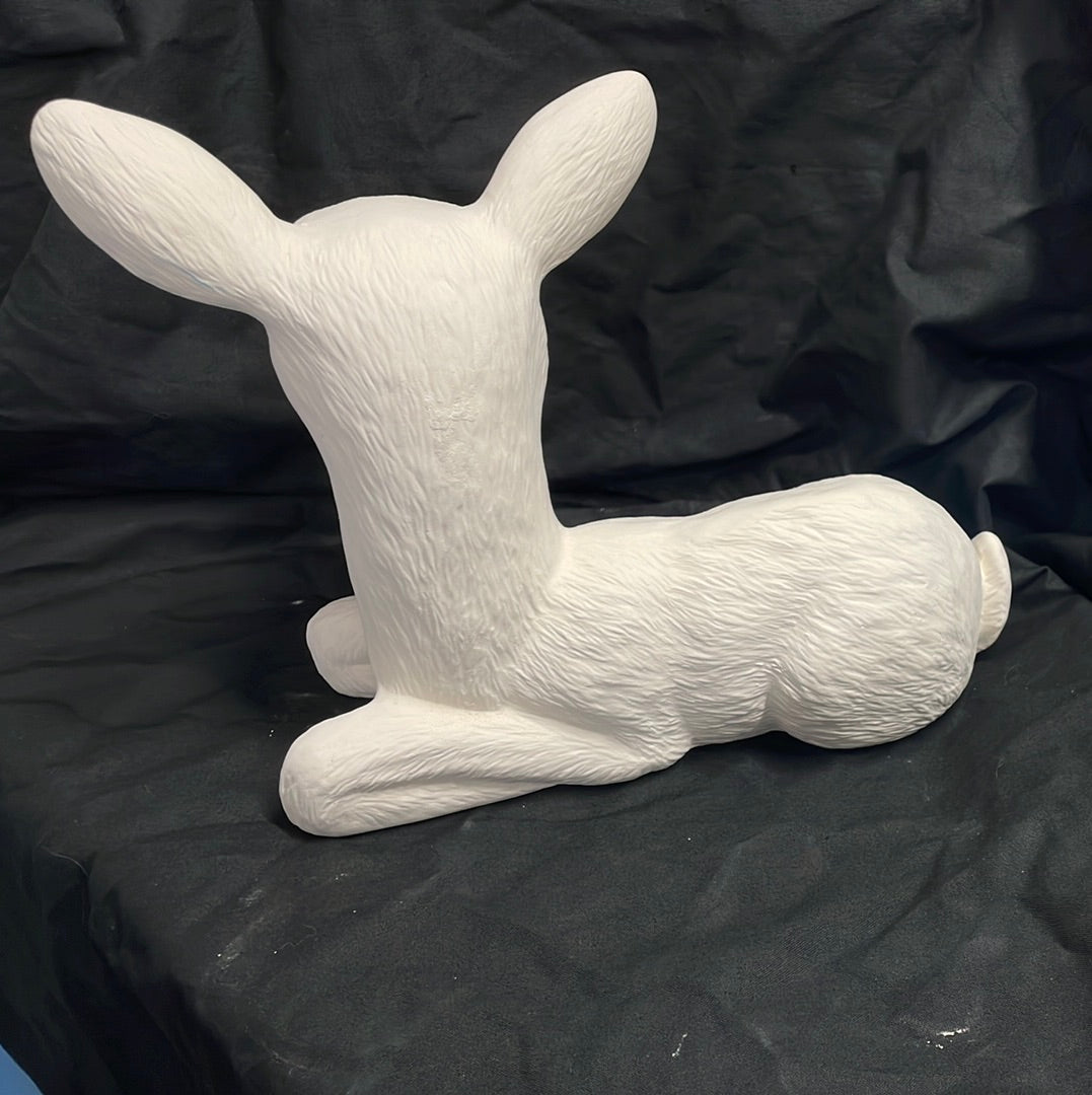 Laying Deer Facing Right Ceramic Bisque