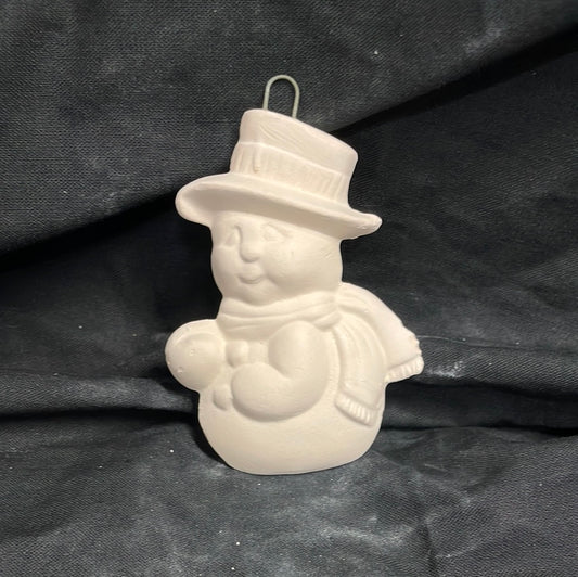 Snowman Ornament Ceramic Bisque