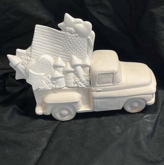 Flag & Fireworks Truck Insert Ceramic Bisque