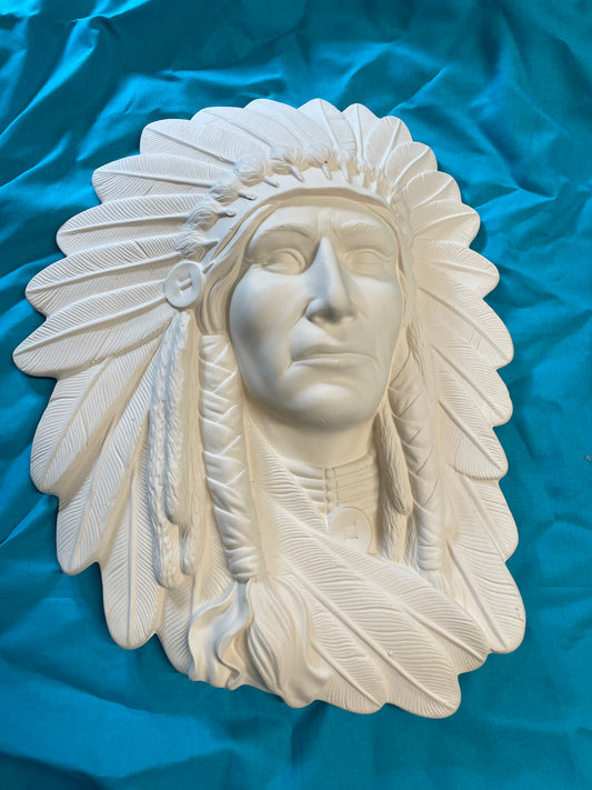 Chief Wall Plaque Ceramic Bisque