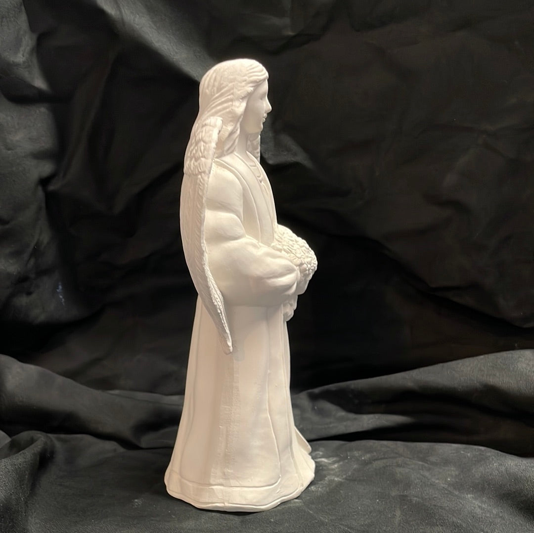 Angel Holding Bouquet Ceramic Bisque