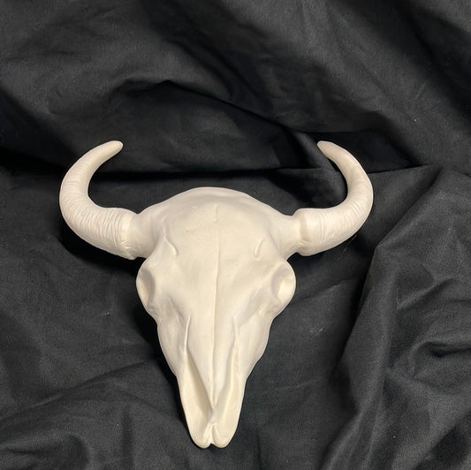 Large Bull Skull Ceramic Bisque