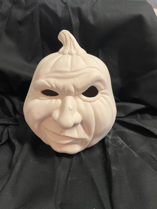 Snarly Face Pumpkin Ceramic Bisque