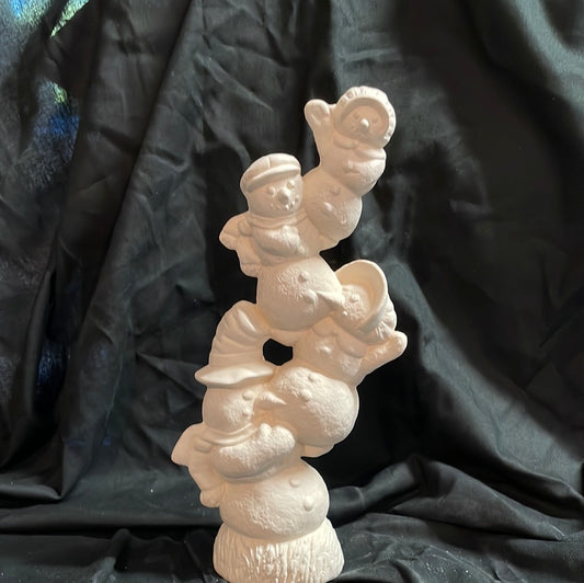 Stacking  Snowman Ceramic Bisque