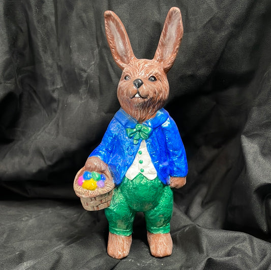 Dressed Up Easter Bunny w/Easter Basket Painted and Finished