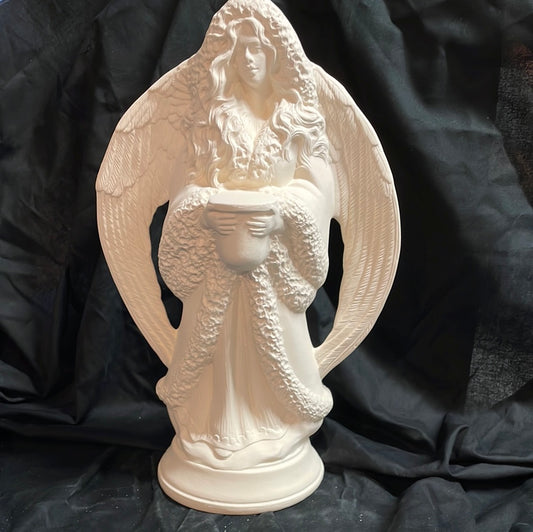 Candle Holder Angel Ceramic Bisque