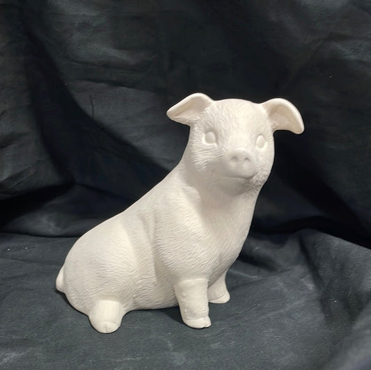 Hangable Sitting Pig Ceramic Bisque