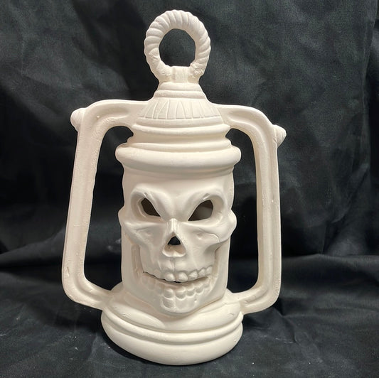 Lantern Skull w/Cut Out Ceramic Bisque